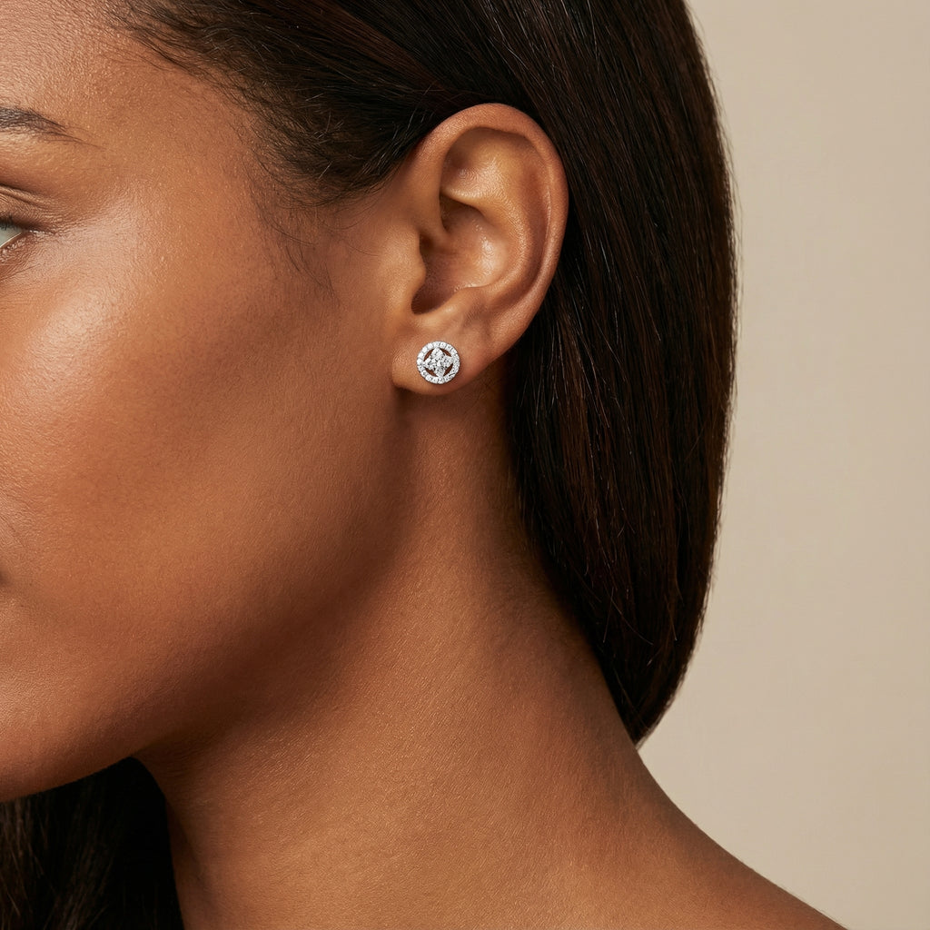 Classic Round Halo Moissanite Studs