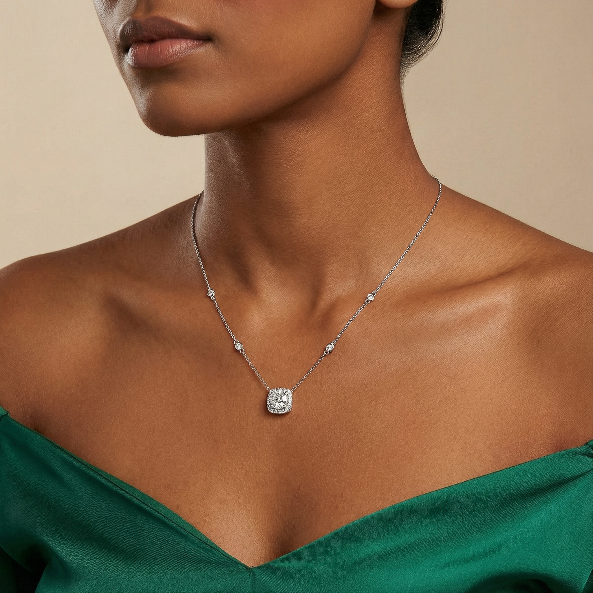 Cushion Cut Moissanite Pendant Necklace