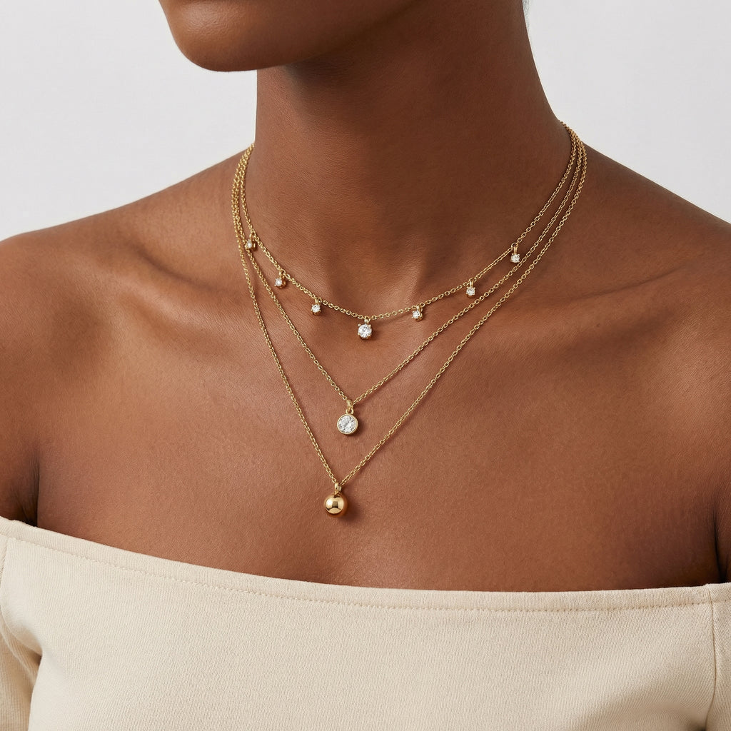 Celestial Layered Moissanite Necklace Trio