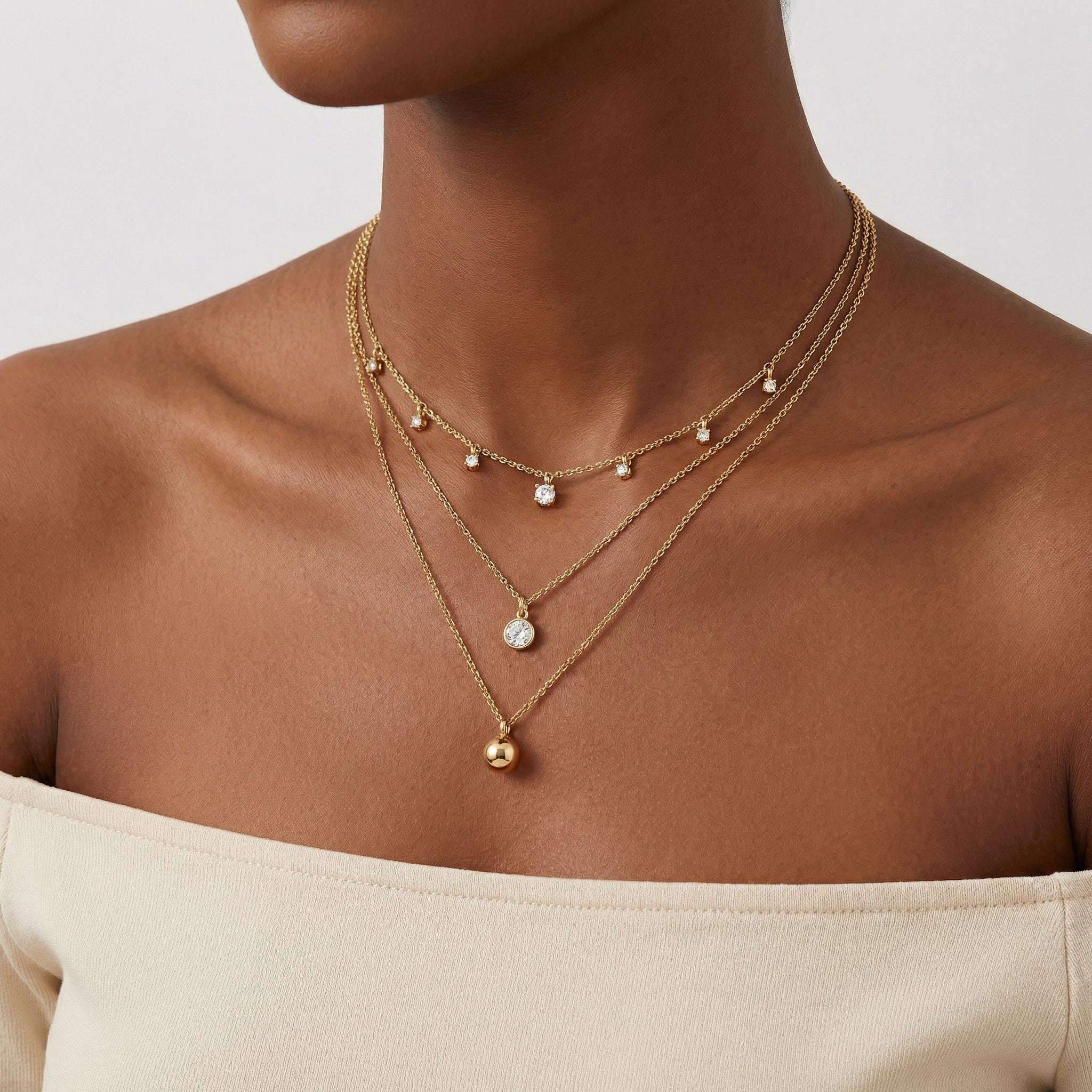 Celestial Layered Moissanite Necklace Trio