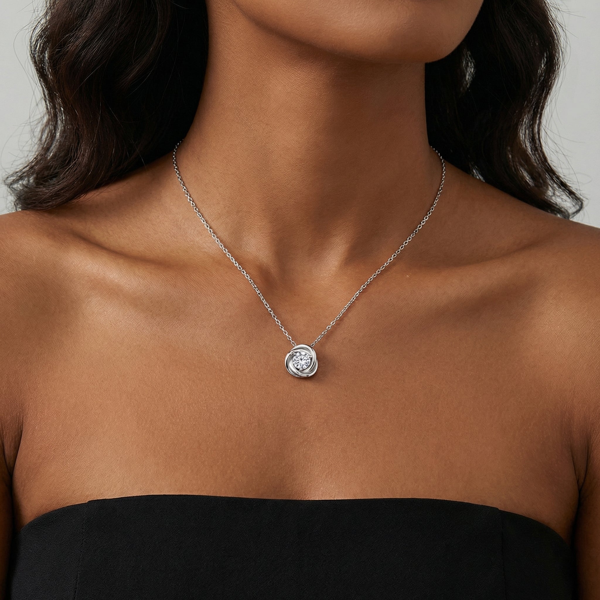 Halo Solitaire Moissanite Pendant Necklace