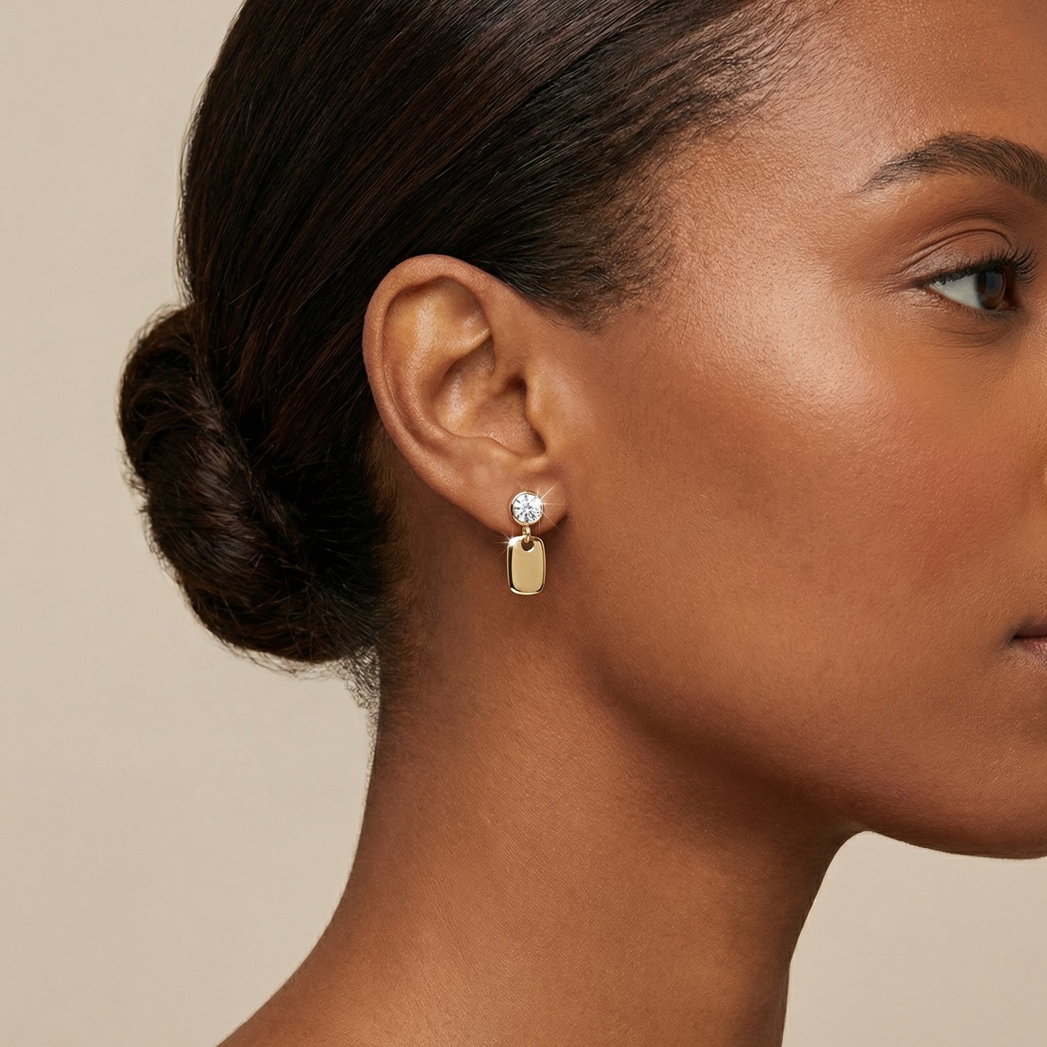 Modern Drop Moissanite Stud Earrings