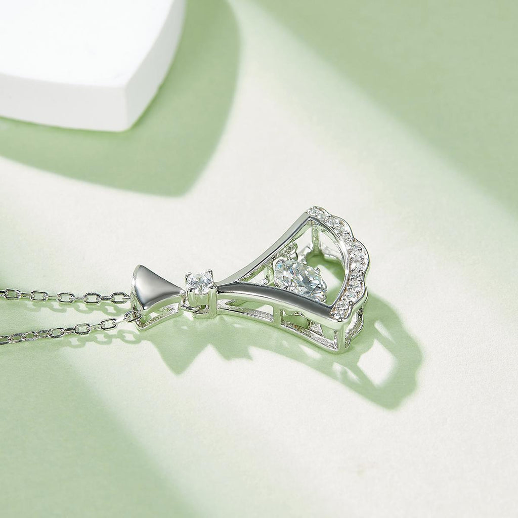 Skirt Dance Moissanite Necklace in 925 Sterling Silver with White Gold Plating - 0.5 ct
