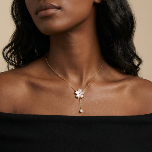 Cherry Blossom Mother of Pearl Drop Necklace
