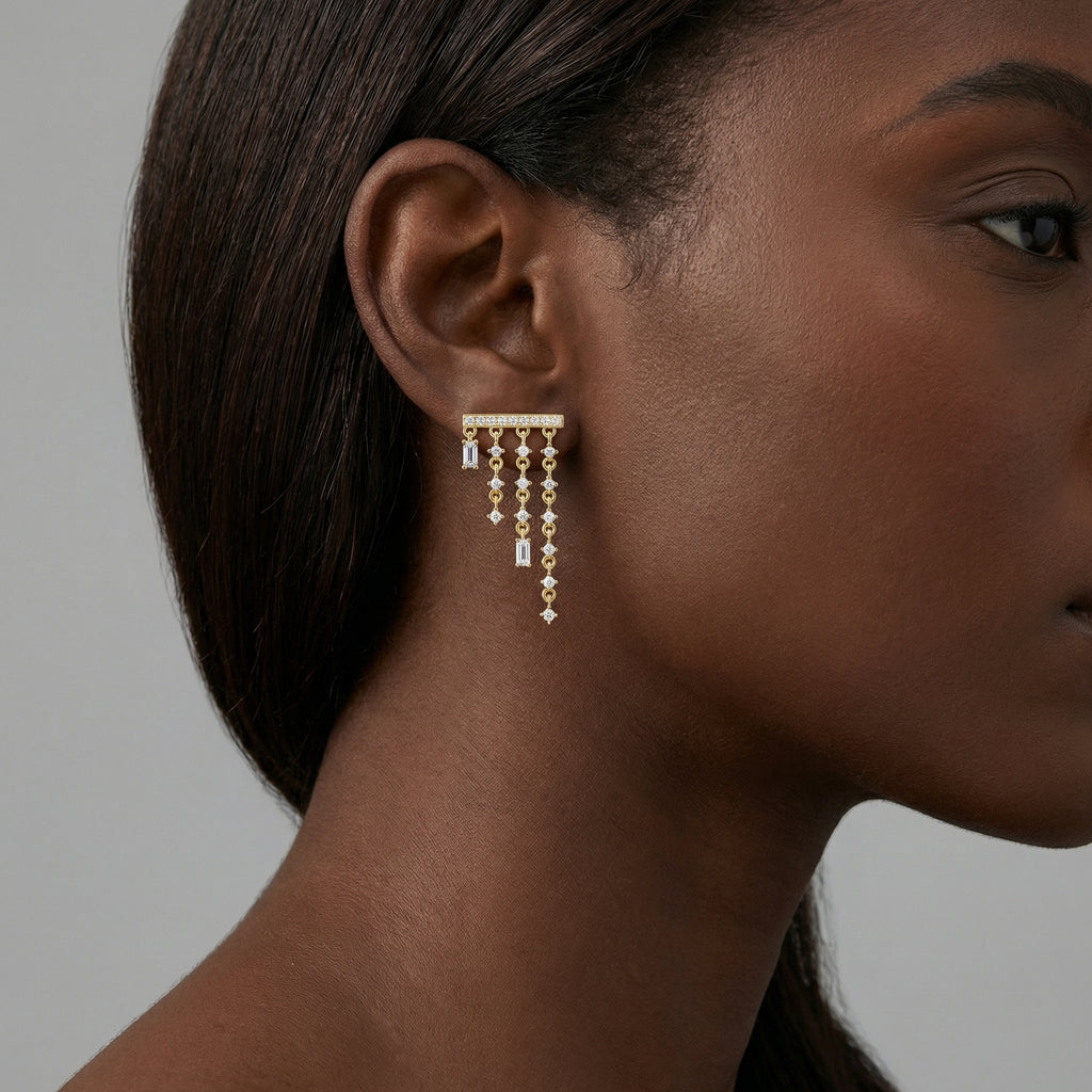 Cascading Fringe Moissanite Earrings