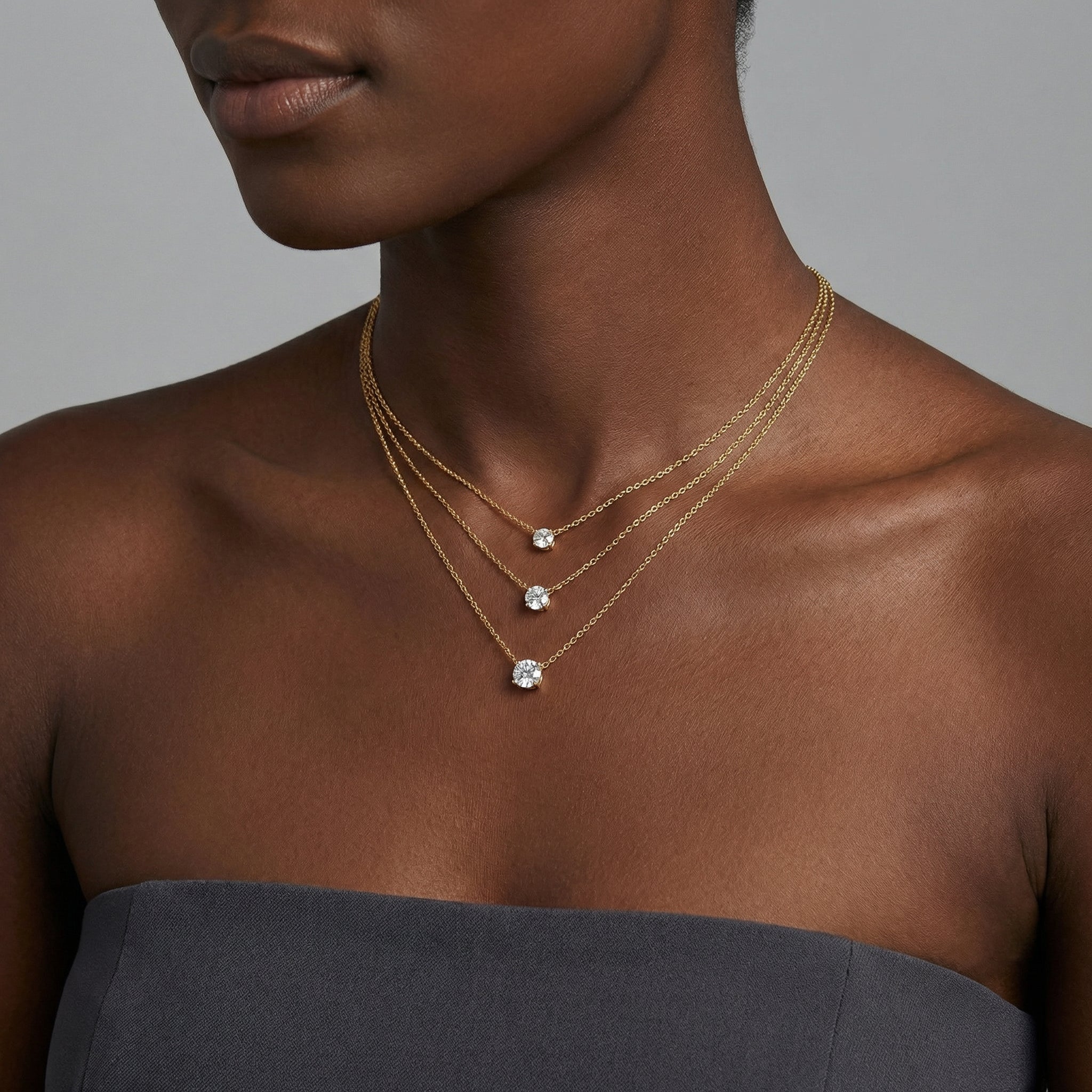 Graduated Ice Bloom Moissanite Necklace Set