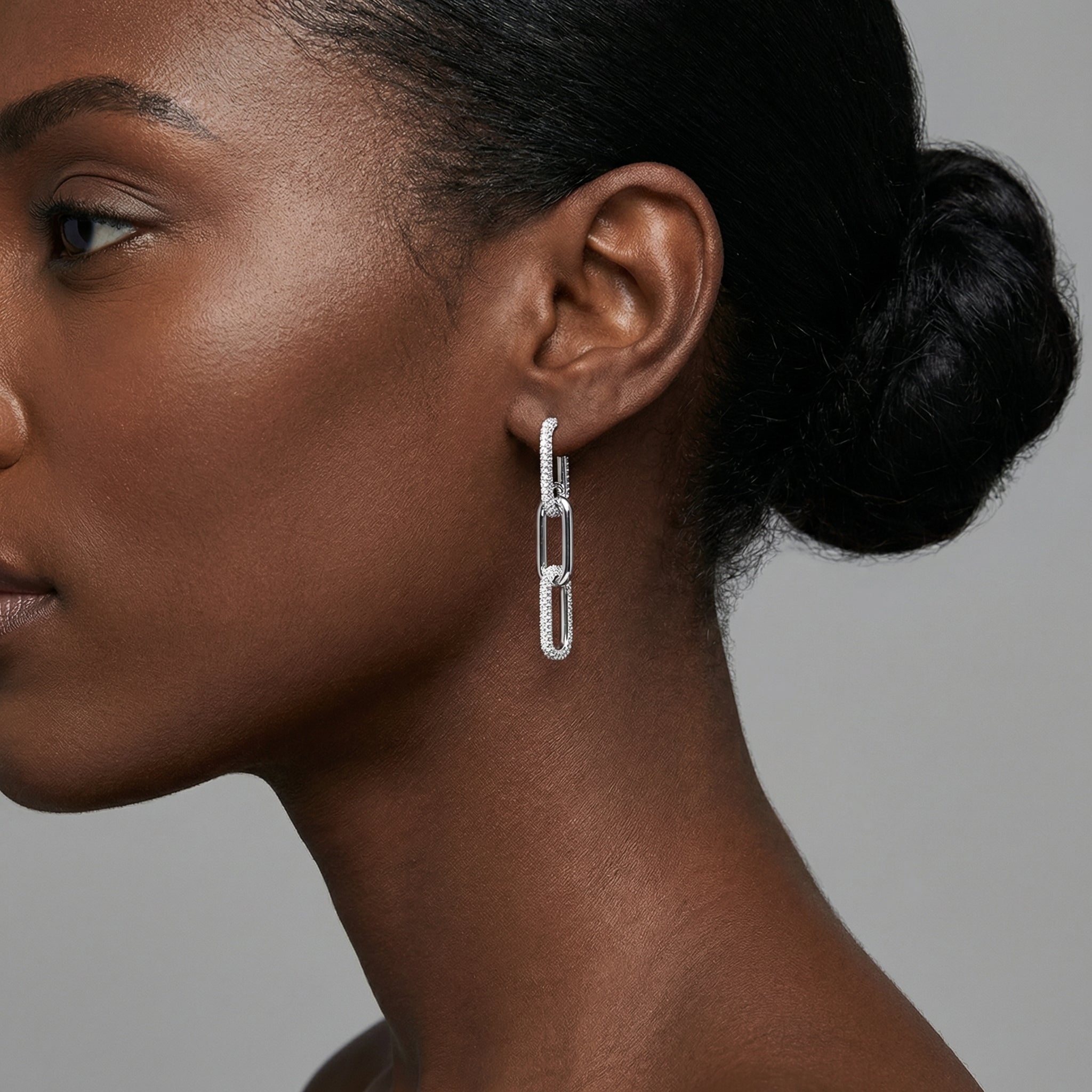 Vertical Link Pavé Drop Earrings