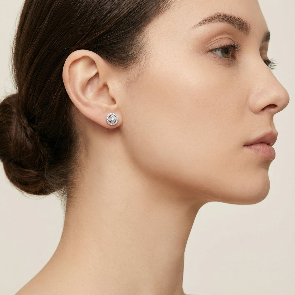 Classic Round Halo Moissanite Studs