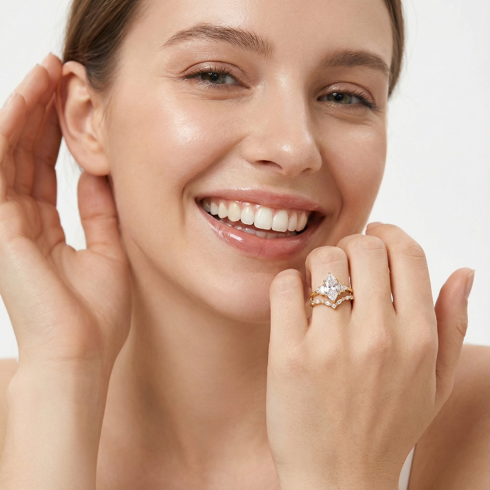 Marquise Moissanite Elegant Ring Set