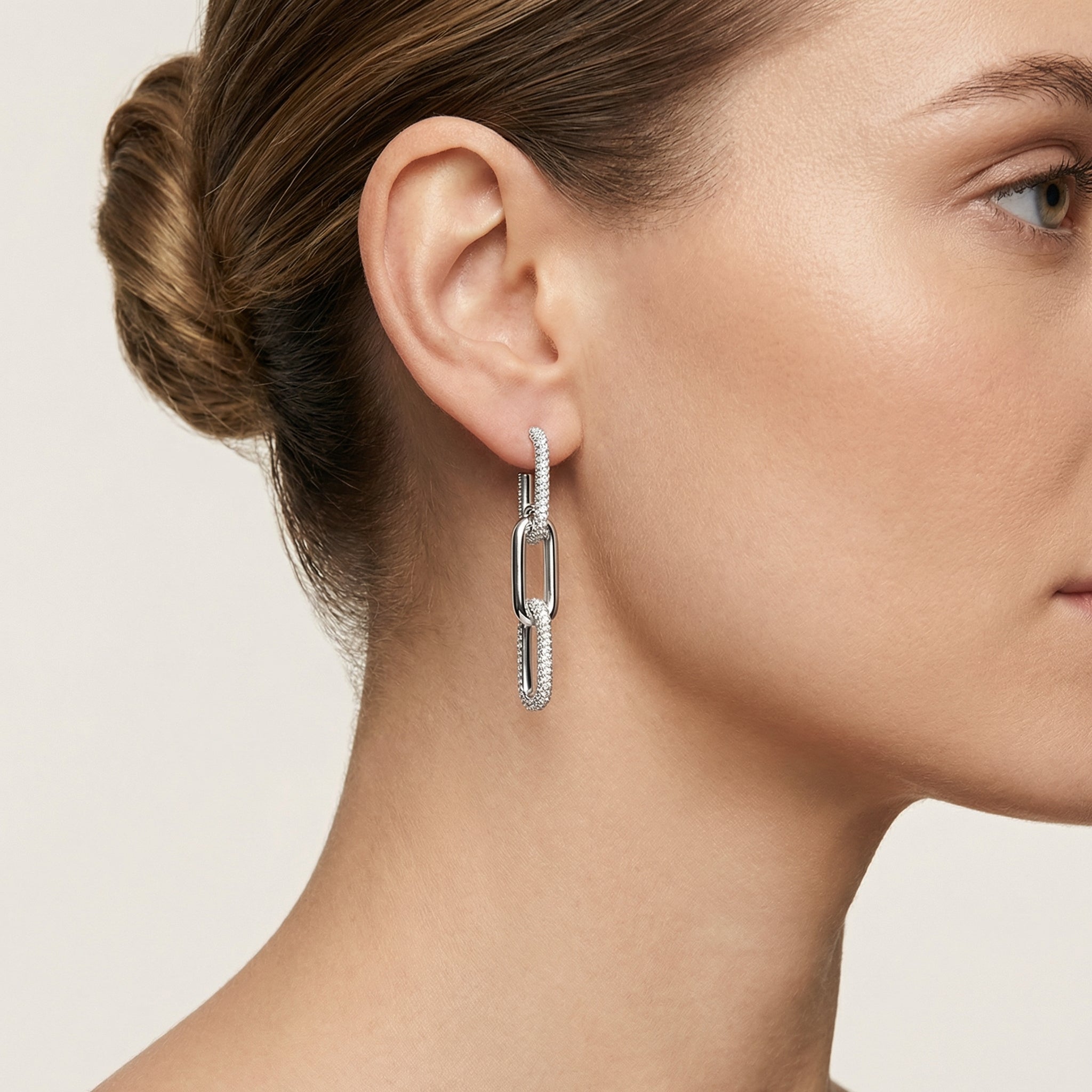 Vertical Link Pavé Drop Earrings