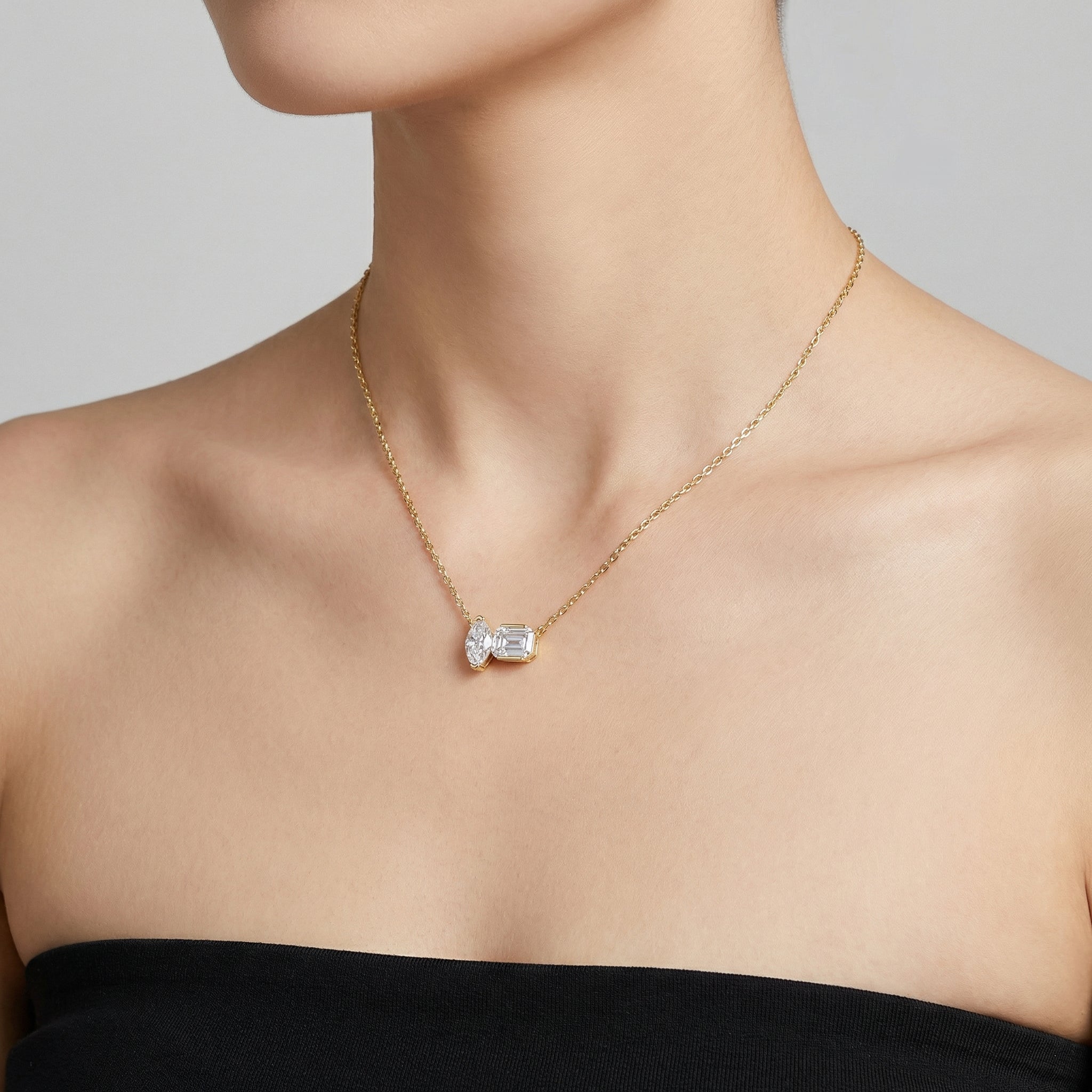 Dual Radiance Moissanite Pendant Necklace