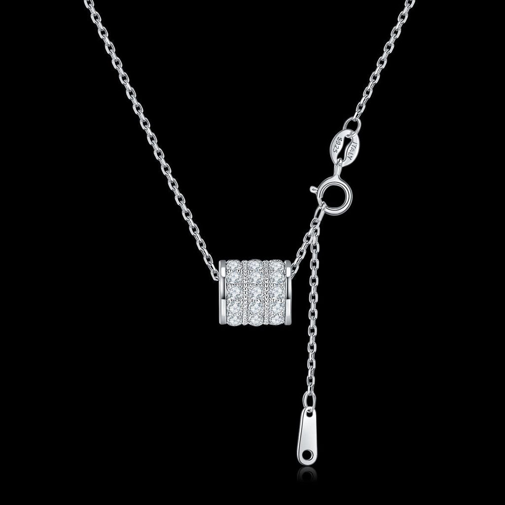 Slender Waist Moissanite Necklace in 925 Sterling Silver with White or Rose Gold Plating