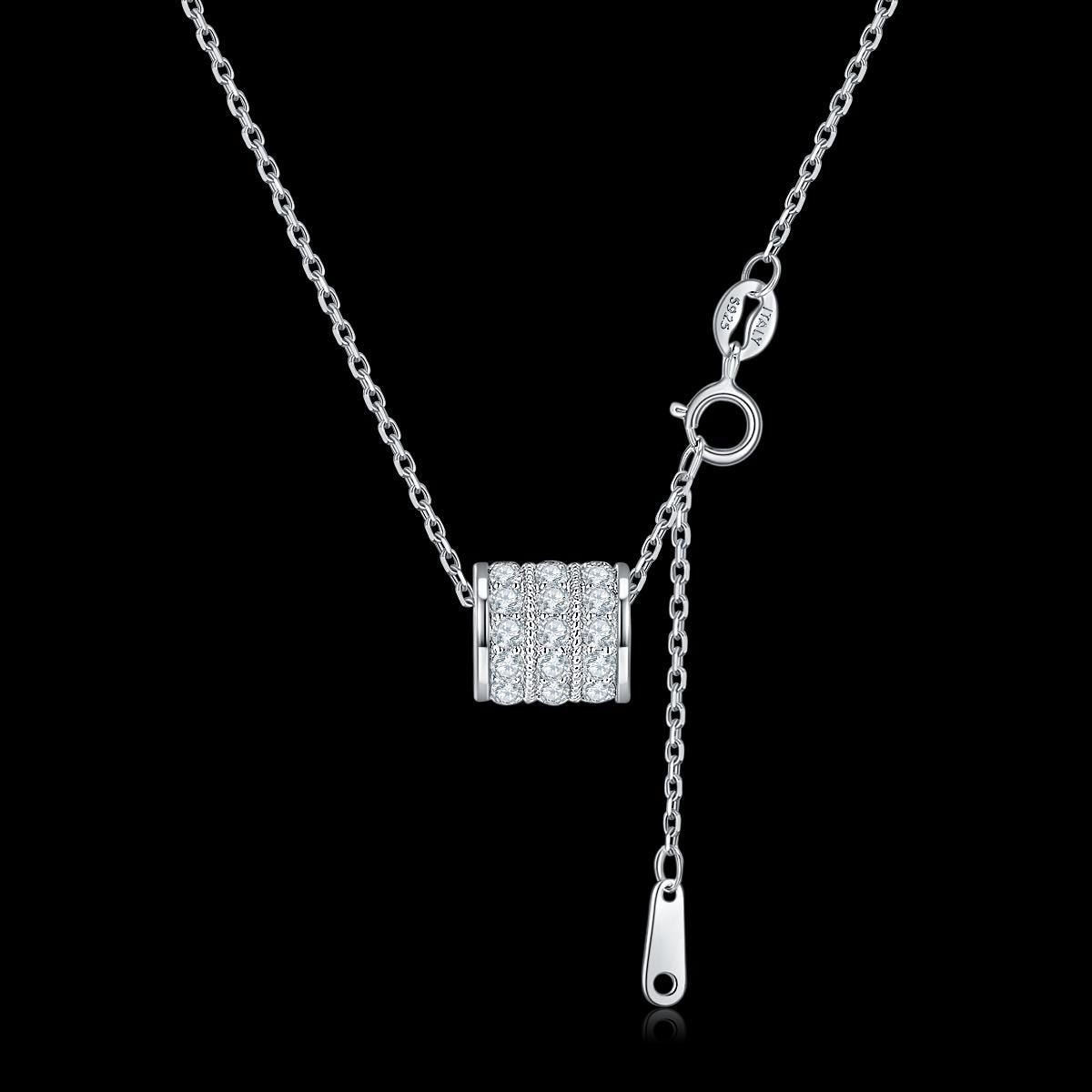 Slender Waist Moissanite Necklace in 925 Sterling Silver with White or Rose Gold Plating