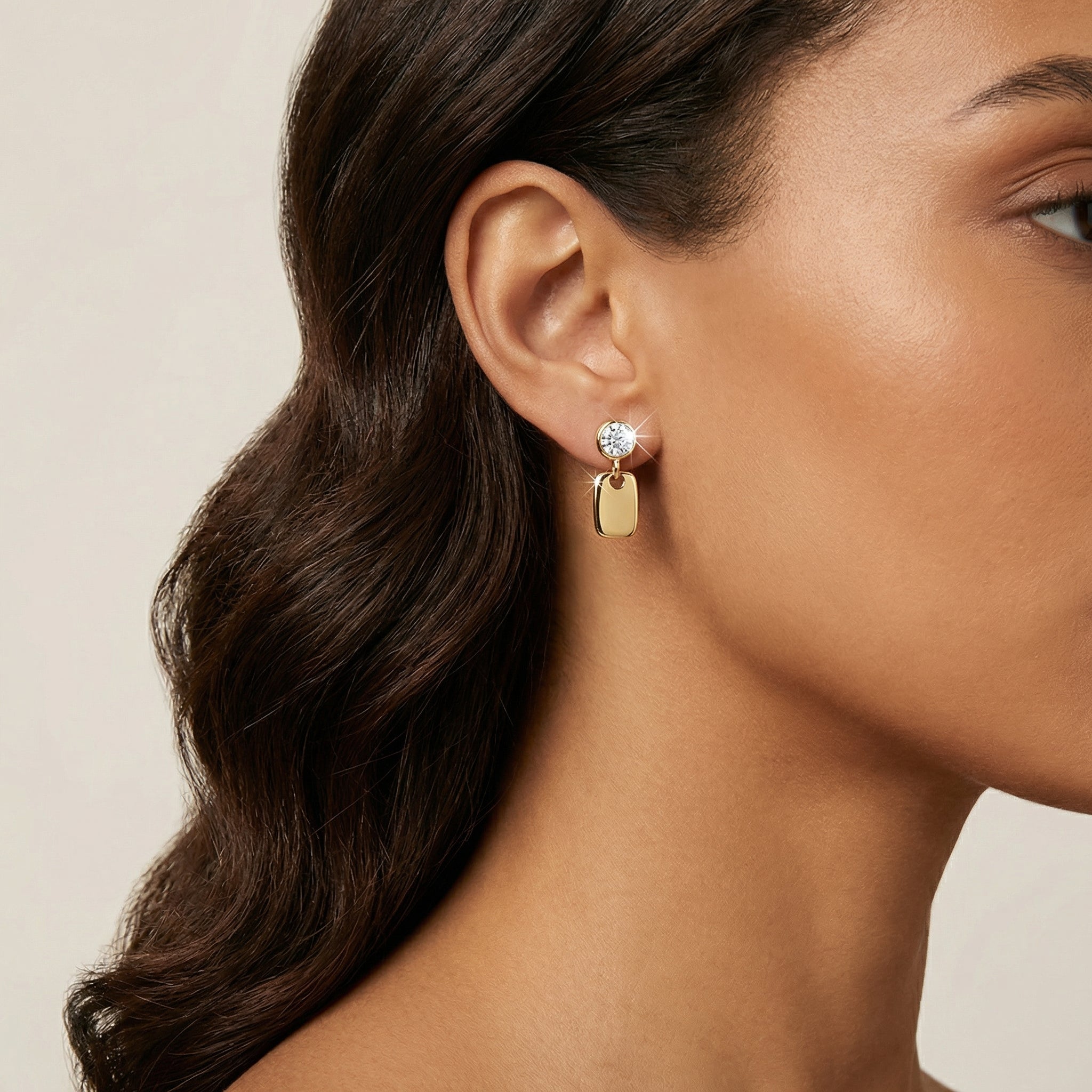 Modern Drop Moissanite Stud Earrings