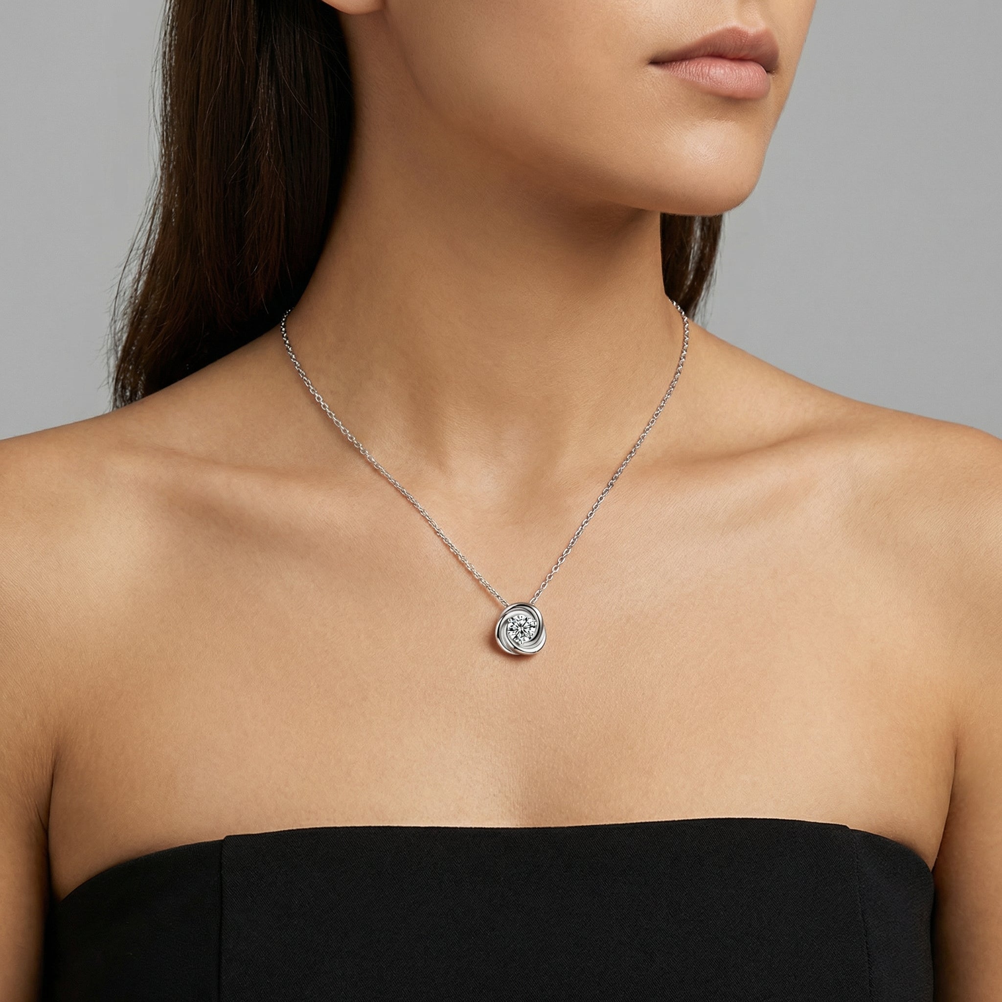 Halo Solitaire Moissanite Pendant Necklace
