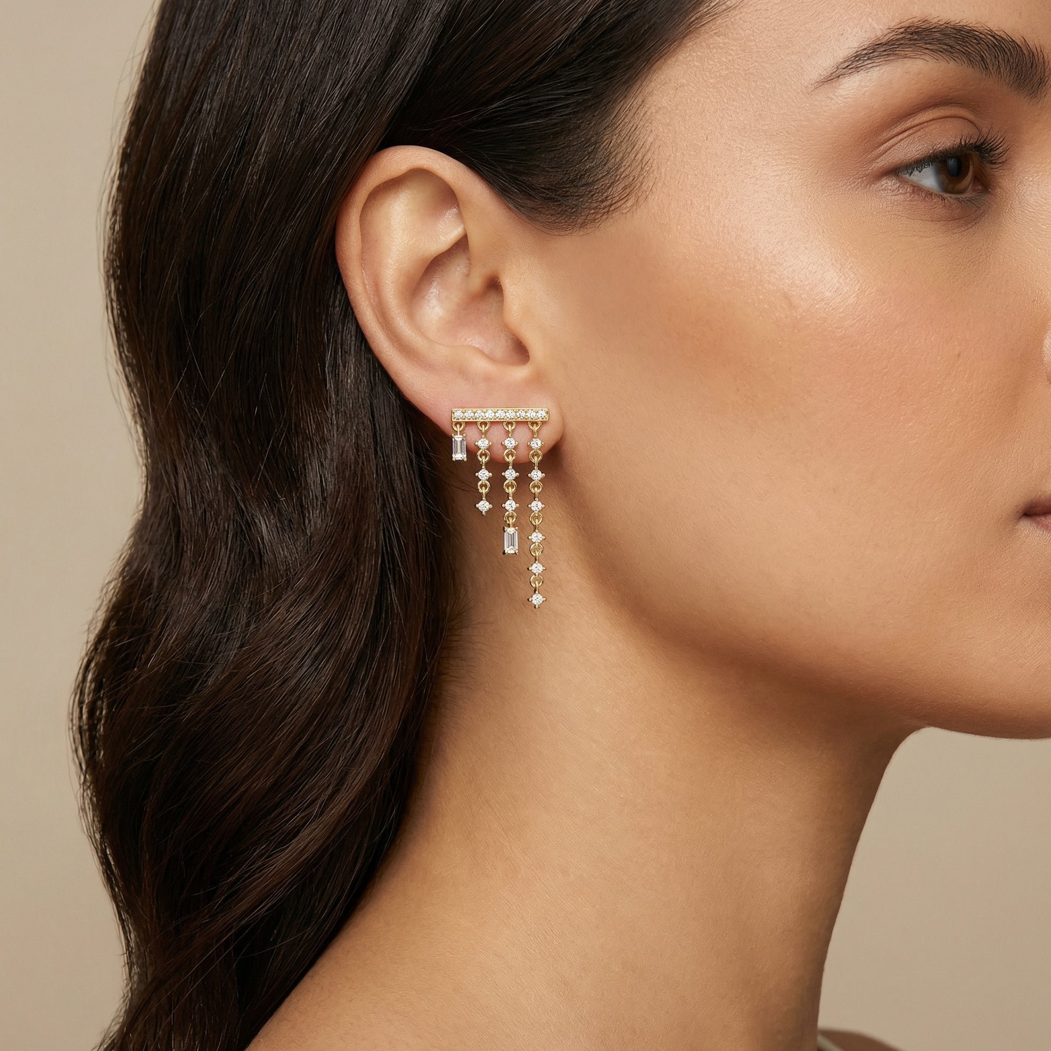 Cascading Fringe Moissanite Earrings