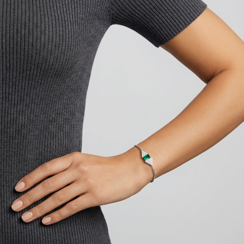 Emerald Cut Gemstone Adjustable Bracelet