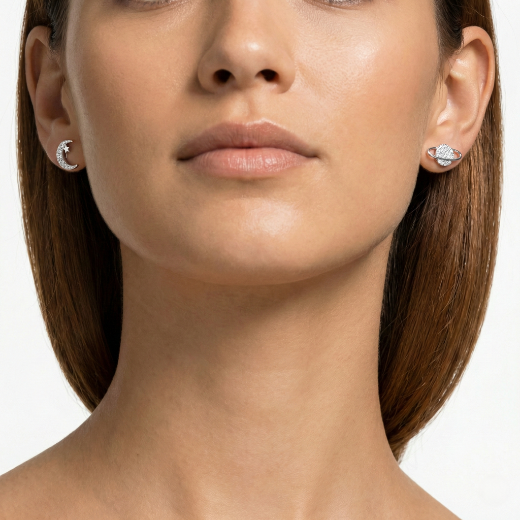 Celestial Orbit Moissanite Stud Earrings