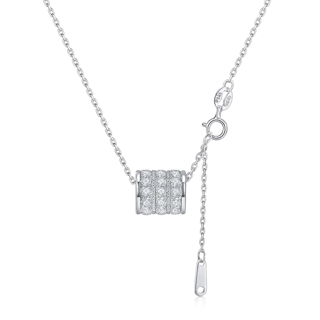 Slender Waist Moissanite Necklace in 925 Sterling Silver with White or Rose Gold Plating