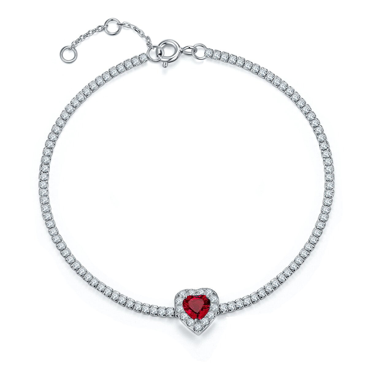 Heart Accent Gemstone Tennis Bracelet