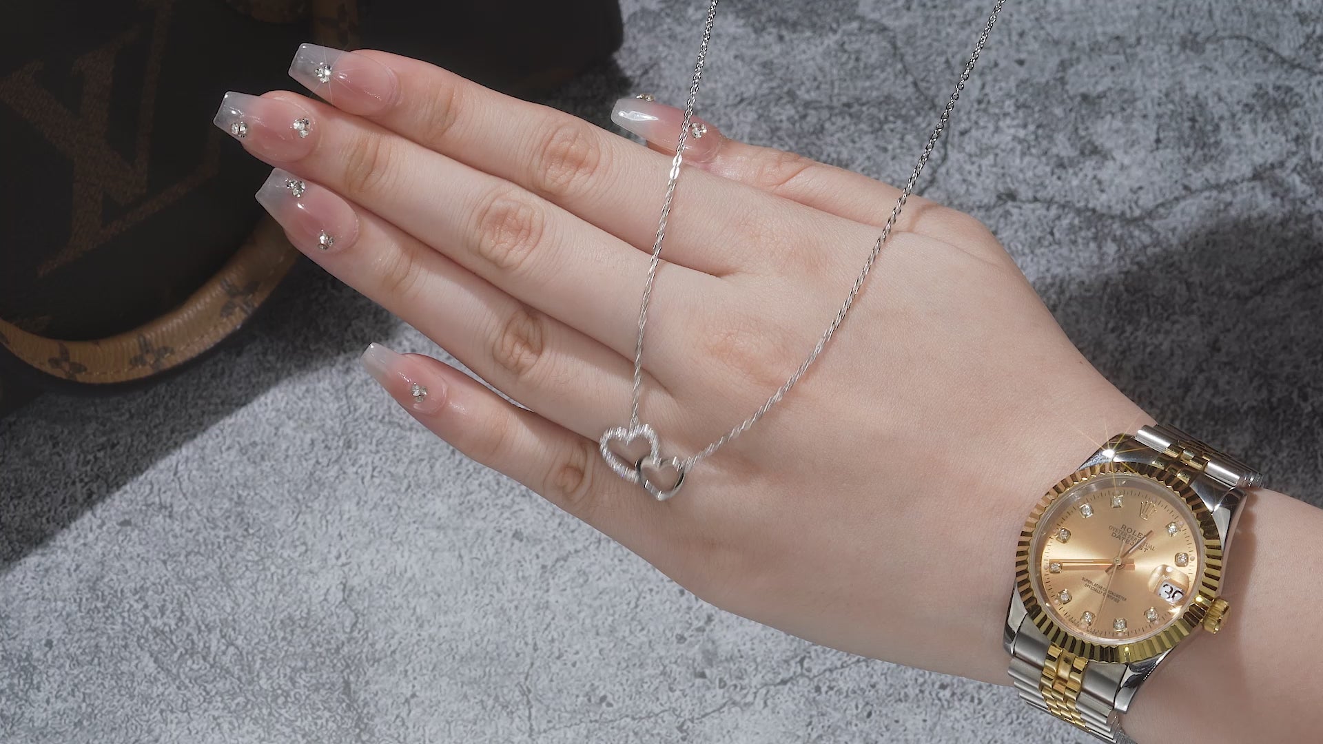 Interlocking Heart Moissanite Pendant Necklace