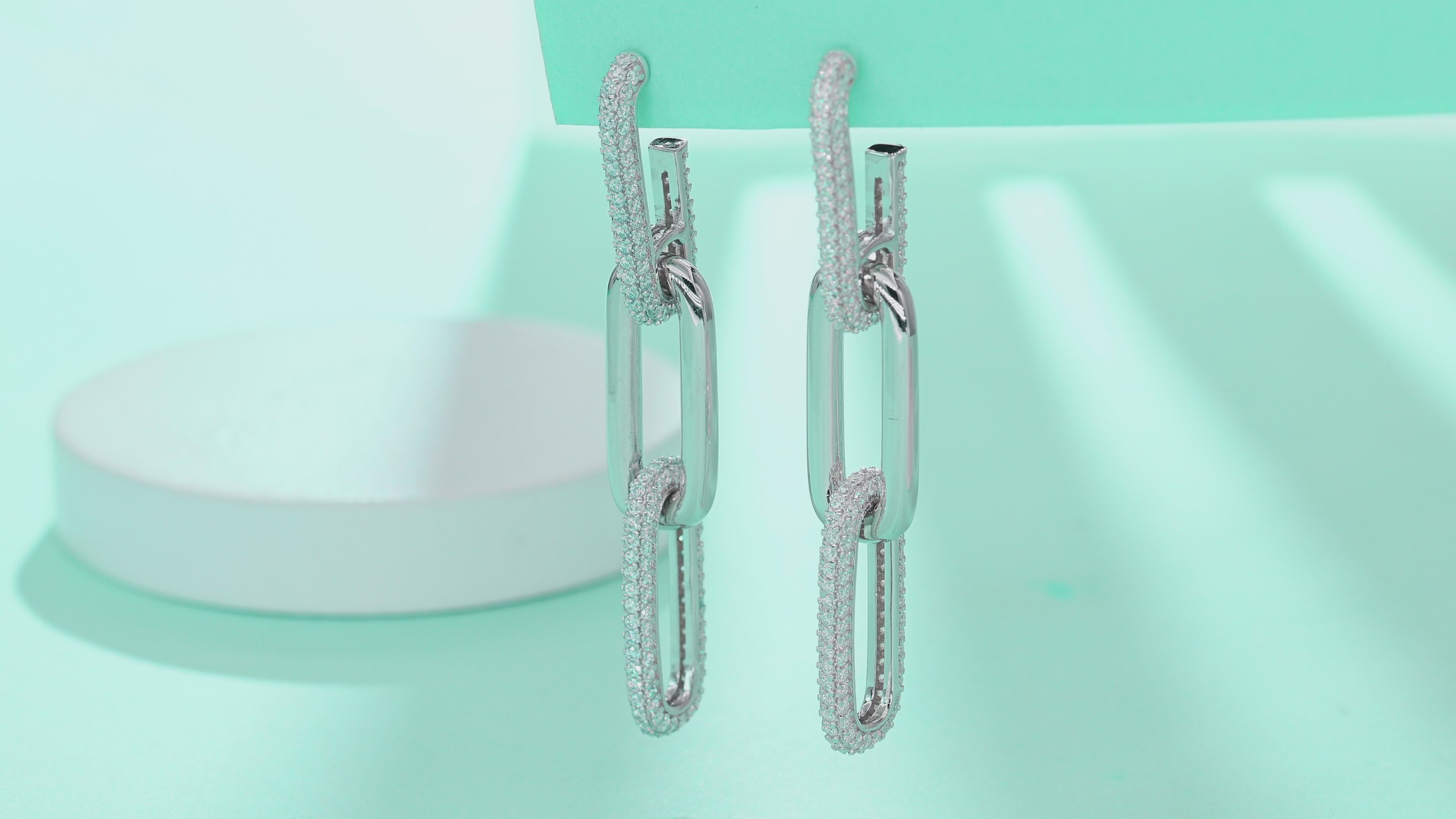 Vertical Link Pavé Drop Earrings
