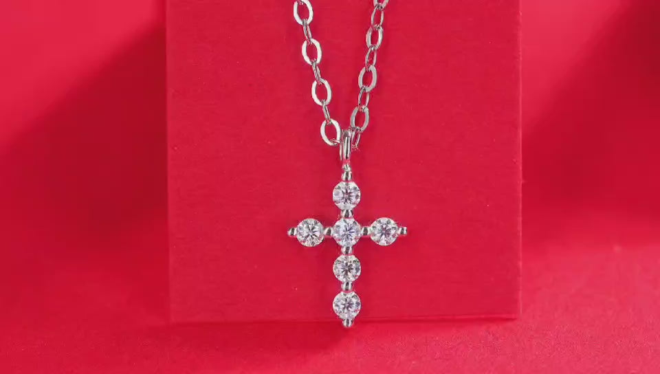 Cross Light Moissanite Pendant Necklace