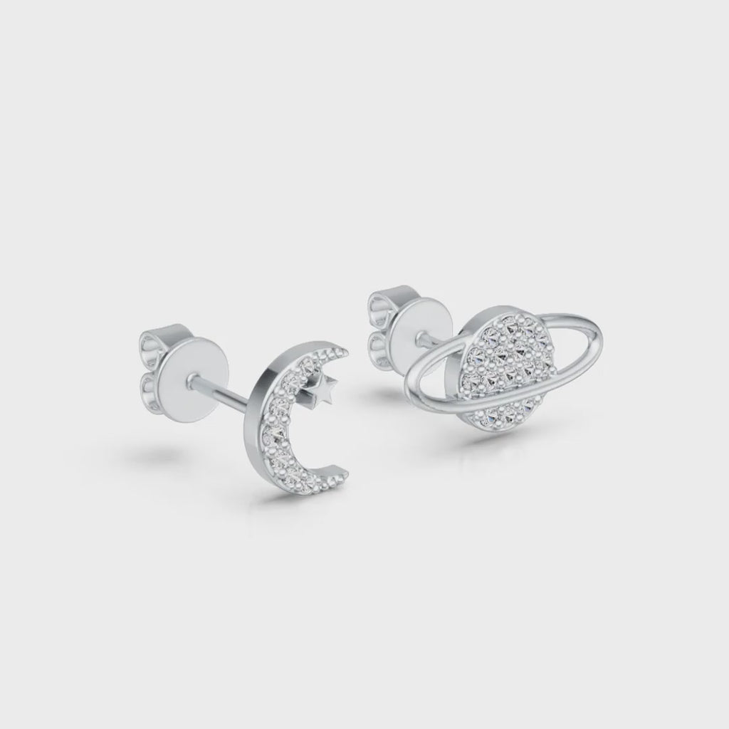 Celestial Orbit Moissanite Stud Earrings