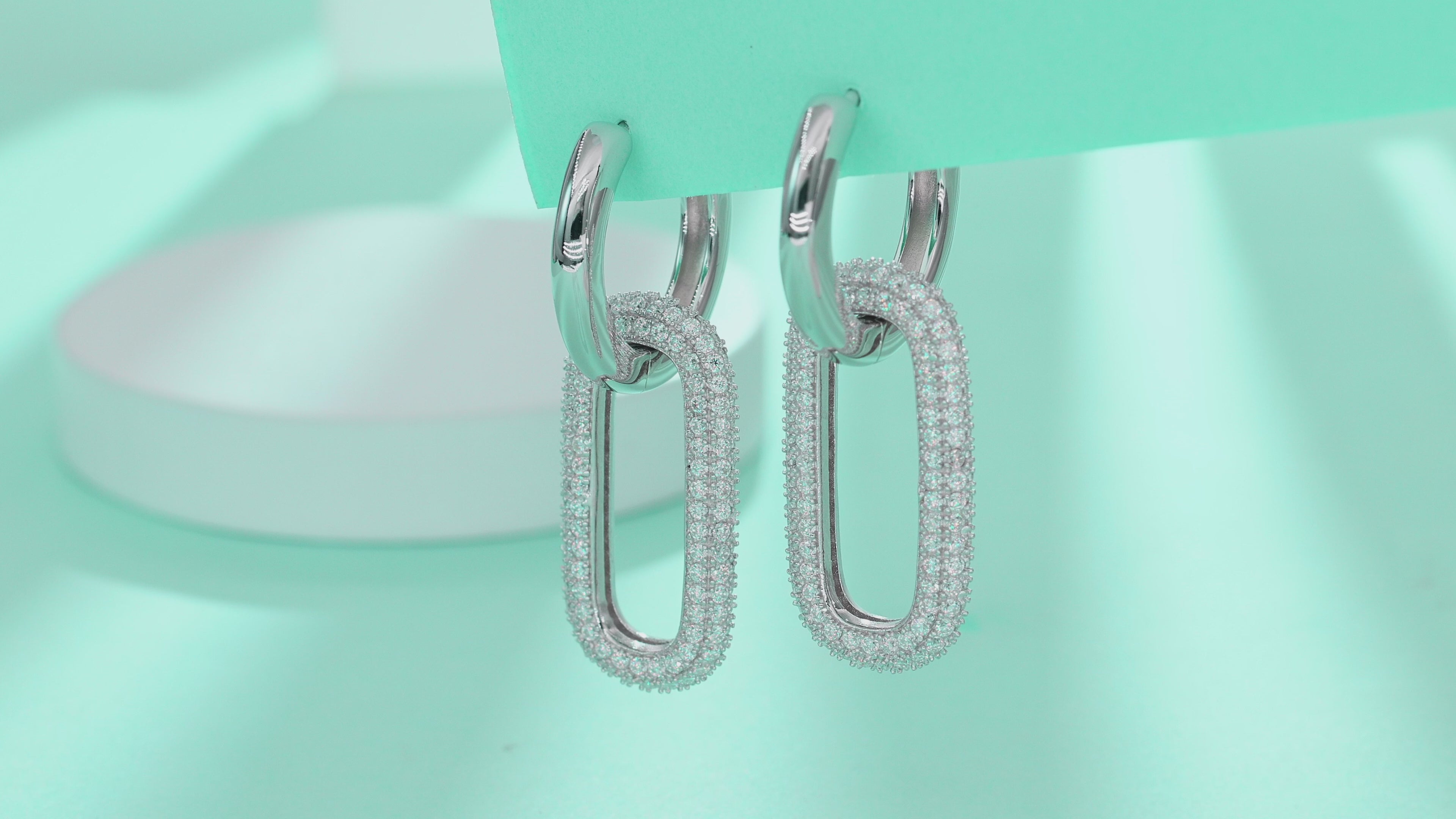 Elongated Pavé Oval Hoop Earrings
