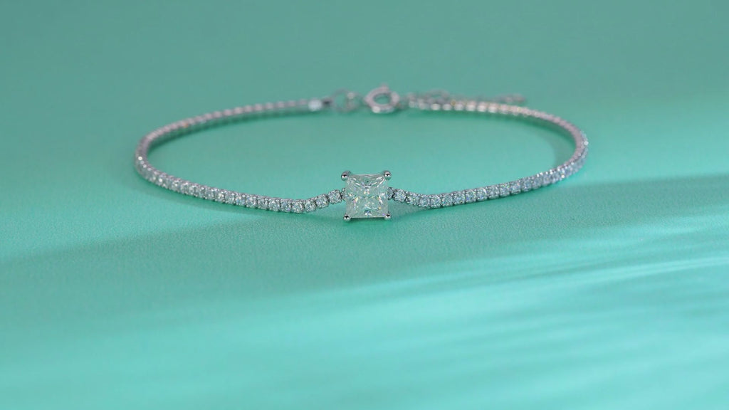 Ice Square Solitaire Moissanite Tennis Bracelet