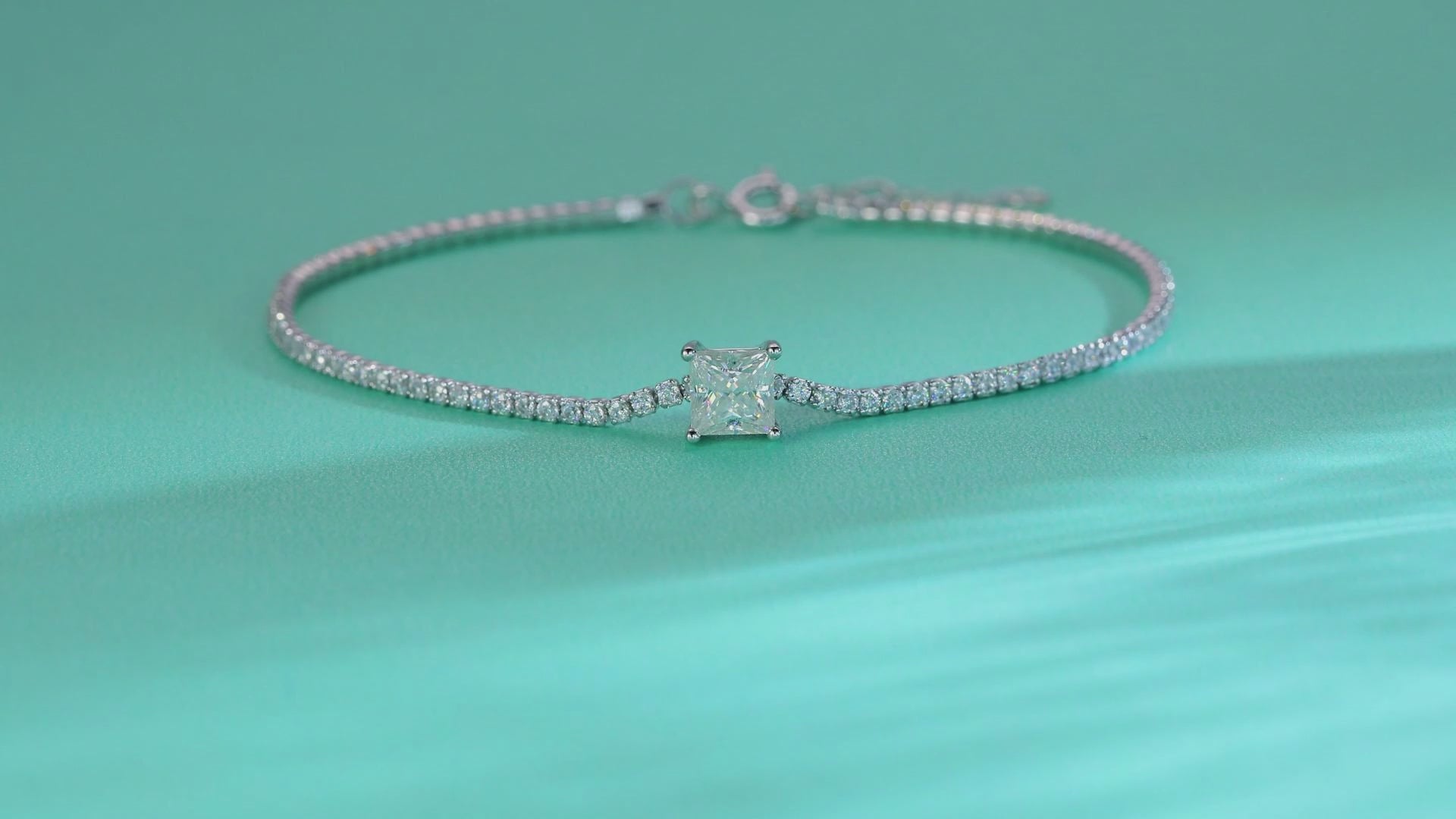 Ice Square Solitaire Moissanite Tennis Bracelet