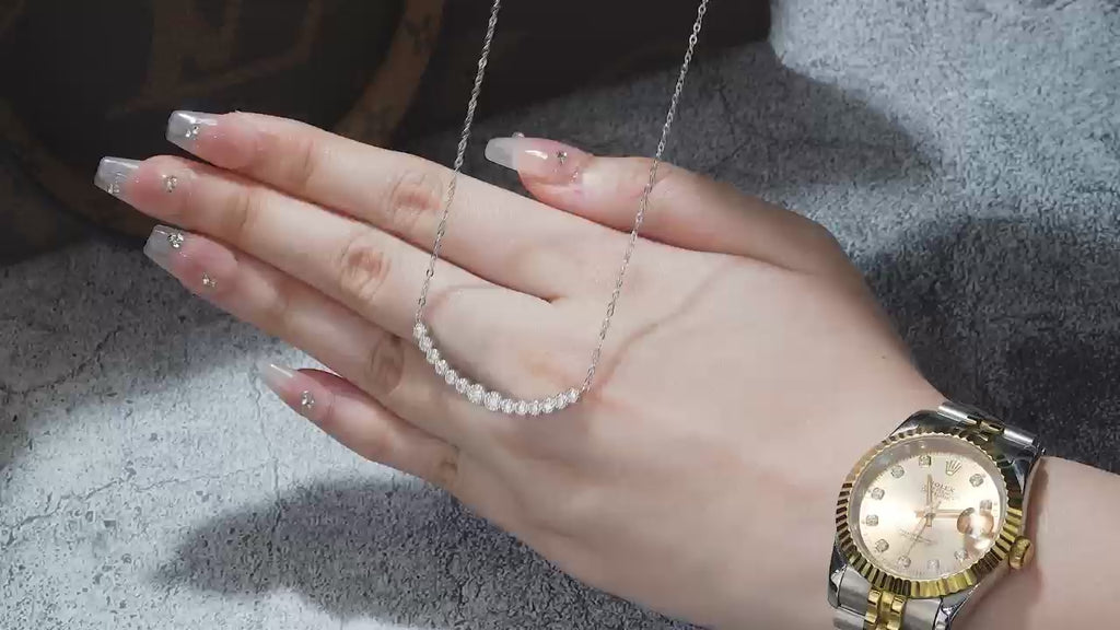 Graduated Round Brilliant Moissanite Station Necklace