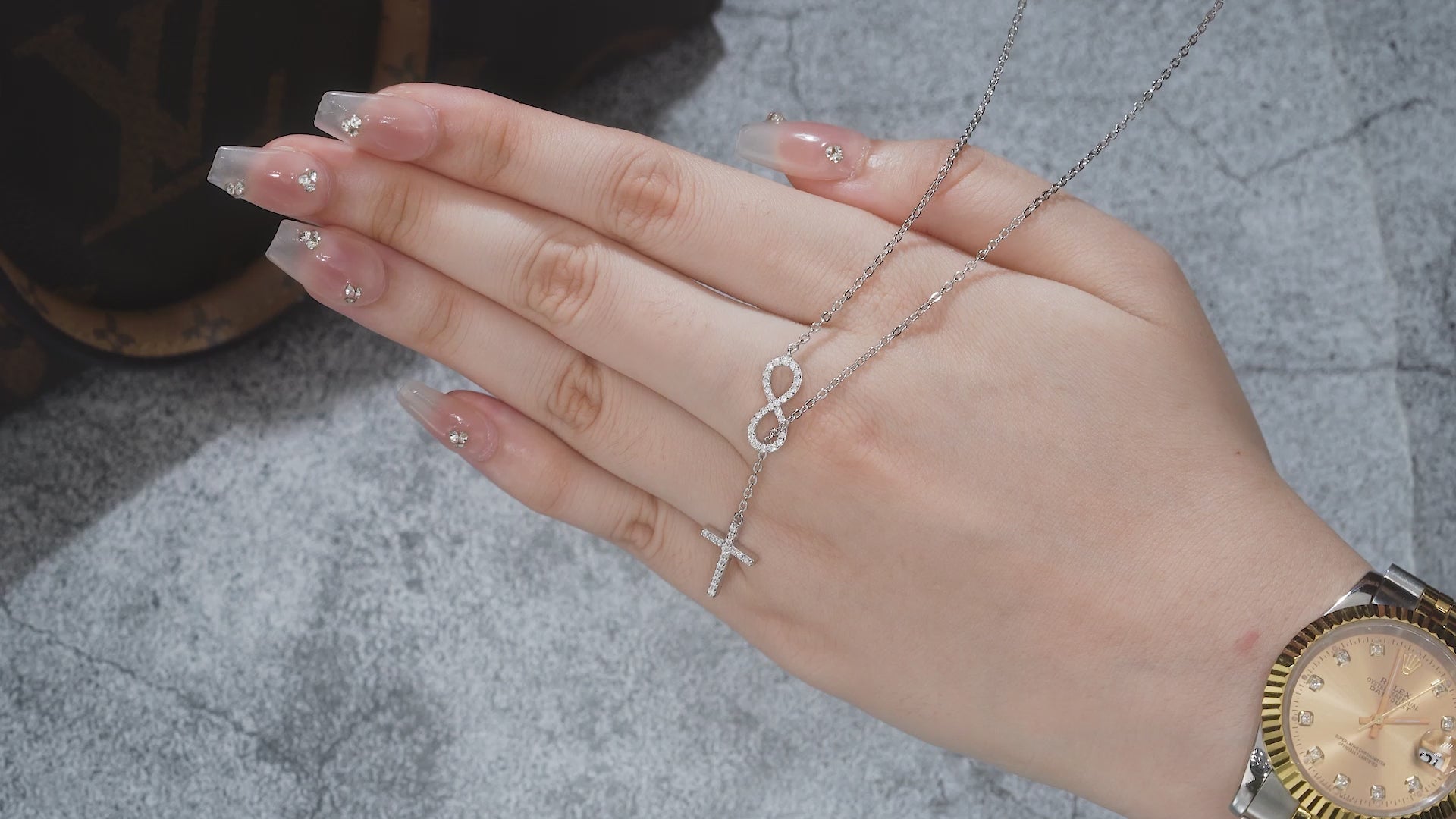 Infinity Cross Moissanite Pendant Necklace