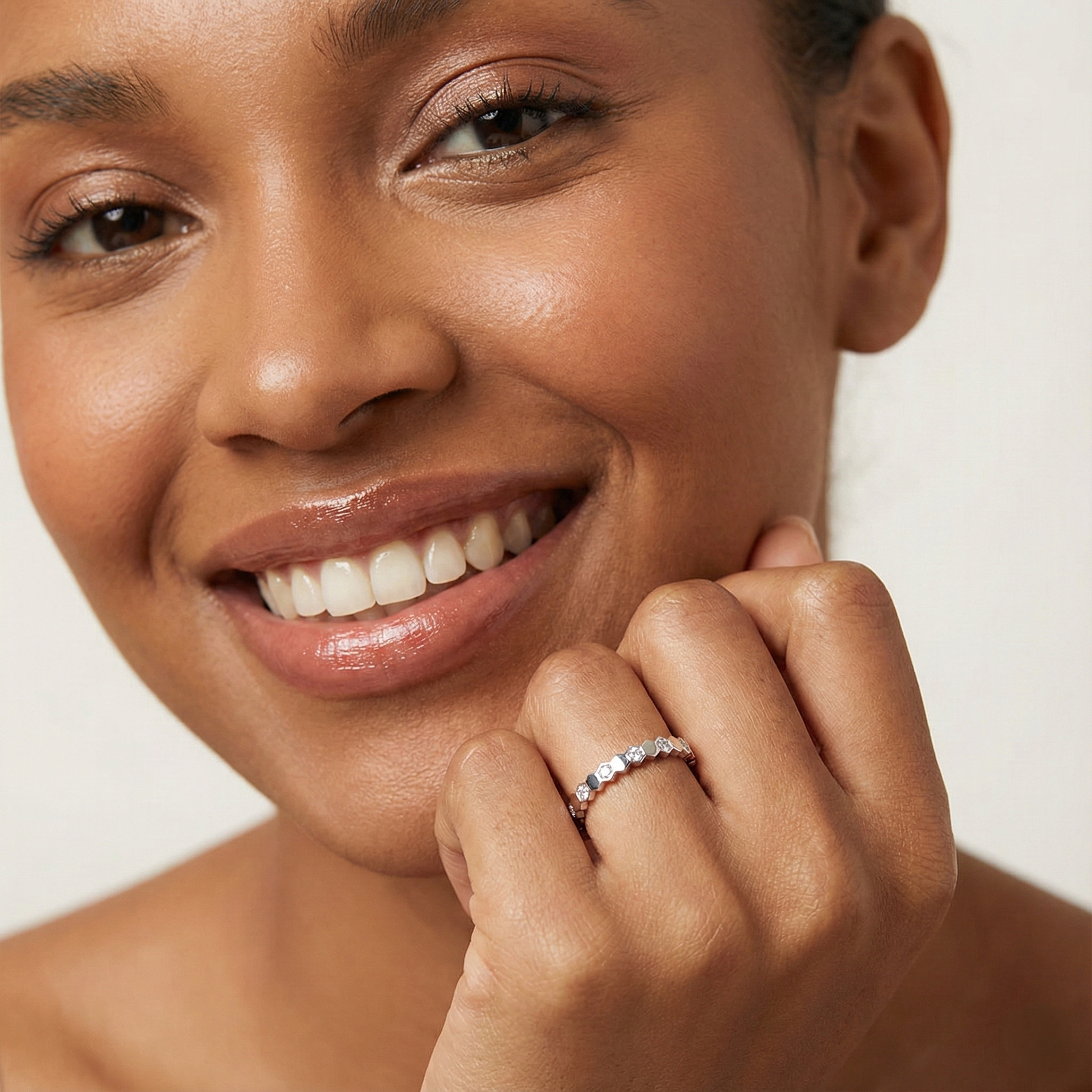 Honeycomb Moissanite Eternity Band